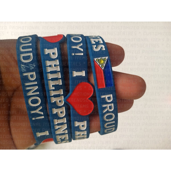I LOVE PHILIPPINES - Proud to be Pinoy! Baller Wristband DEBOSSED NO CUT END Philippines Flag - Image 3