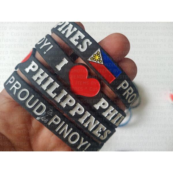 I LOVE PHILIPPINES - Proud to be Pinoy! Baller Wristband DEBOSSED NO CUT END Philippines Flag - Image 5