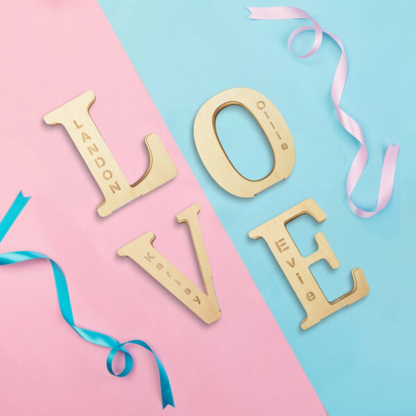 Personalised LED Wooden Alphabet Night Light – Bedside Free Standing or Hangable Lamps Gift 25/30cm - Image 3