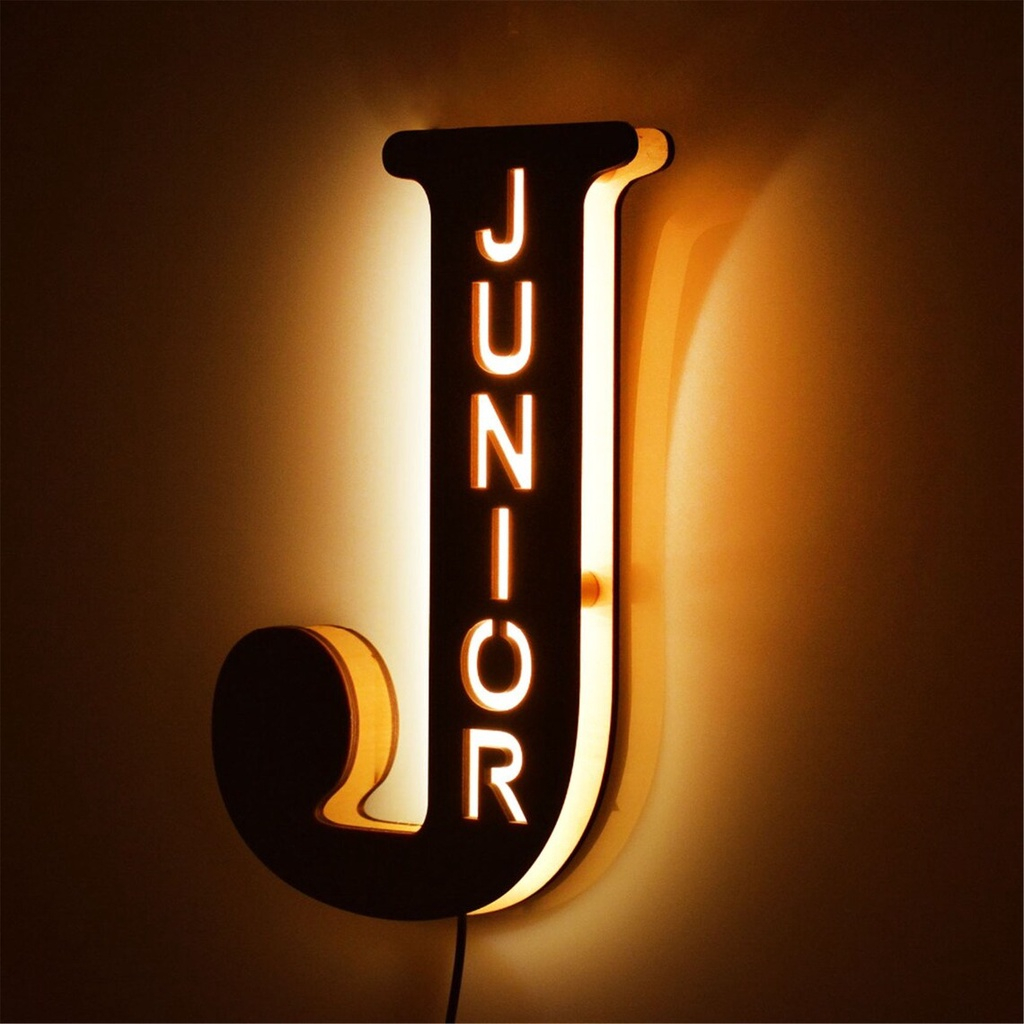 Personalised LED Wooden Alphabet Night Light – Bedside Free Standing or Hangable Lamps Gift 25/30cm - Image 6