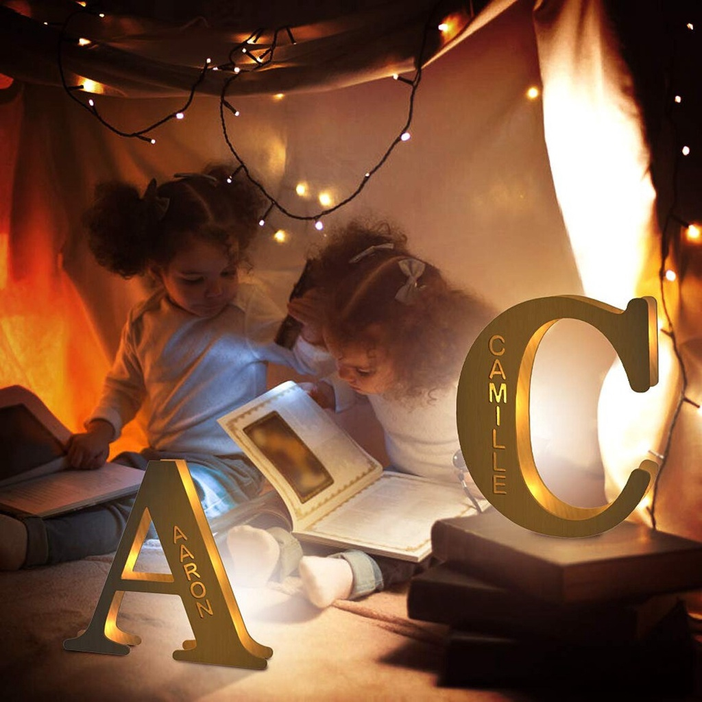 Personalised LED Wooden Alphabet Night Light – Bedside Free Standing or Hangable Lamps Gift 25/30cm - Image 8