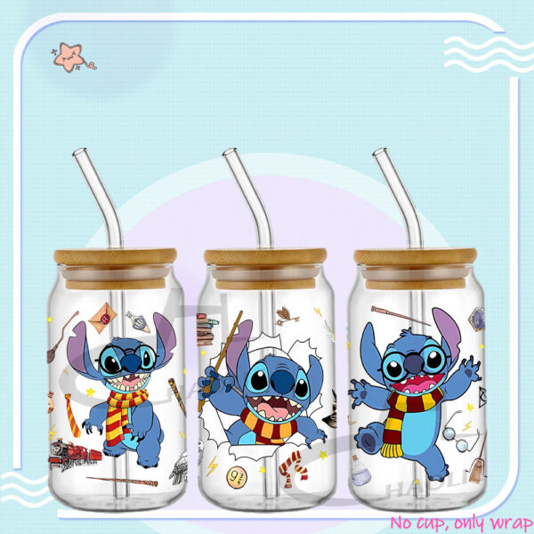 Stitch 16oz UV DTF Cup Wrap Glass Beer Can tumbler Transfer Stickers Permanent Adhesive Spring - Image 7