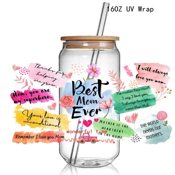 Fashion Flower MAMA 3D UV DTF Cup Wraps Transfer Sticker Mama UV Cup Wraps Stickers - Image 7