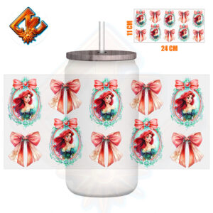 Mirror Princess Coquette Bow 16oz UV DTF Sticker Cup Wrap Transfer