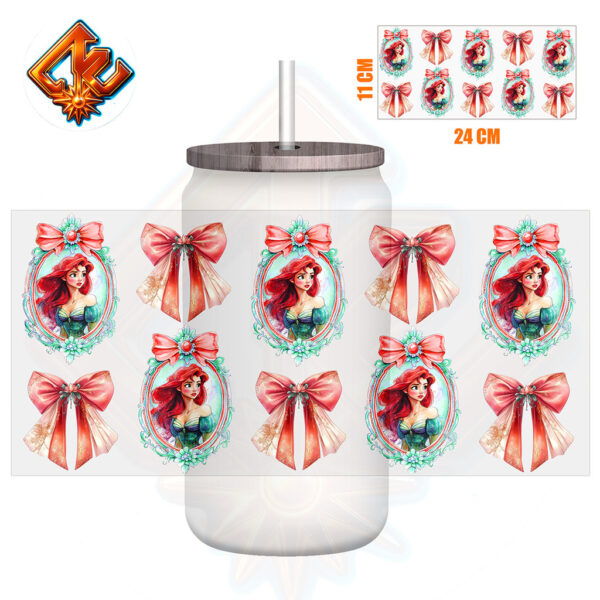 Mirror Princess Coquette Bow 16oz UV DTF Sticker Cup Wrap Transfer