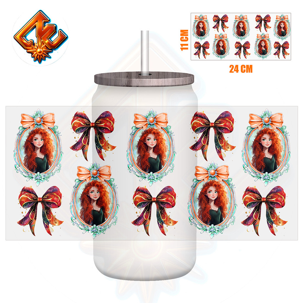 Mirror Princess Coquette Bow 16oz UV DTF Sticker Cup Wrap Transfer - Image 2