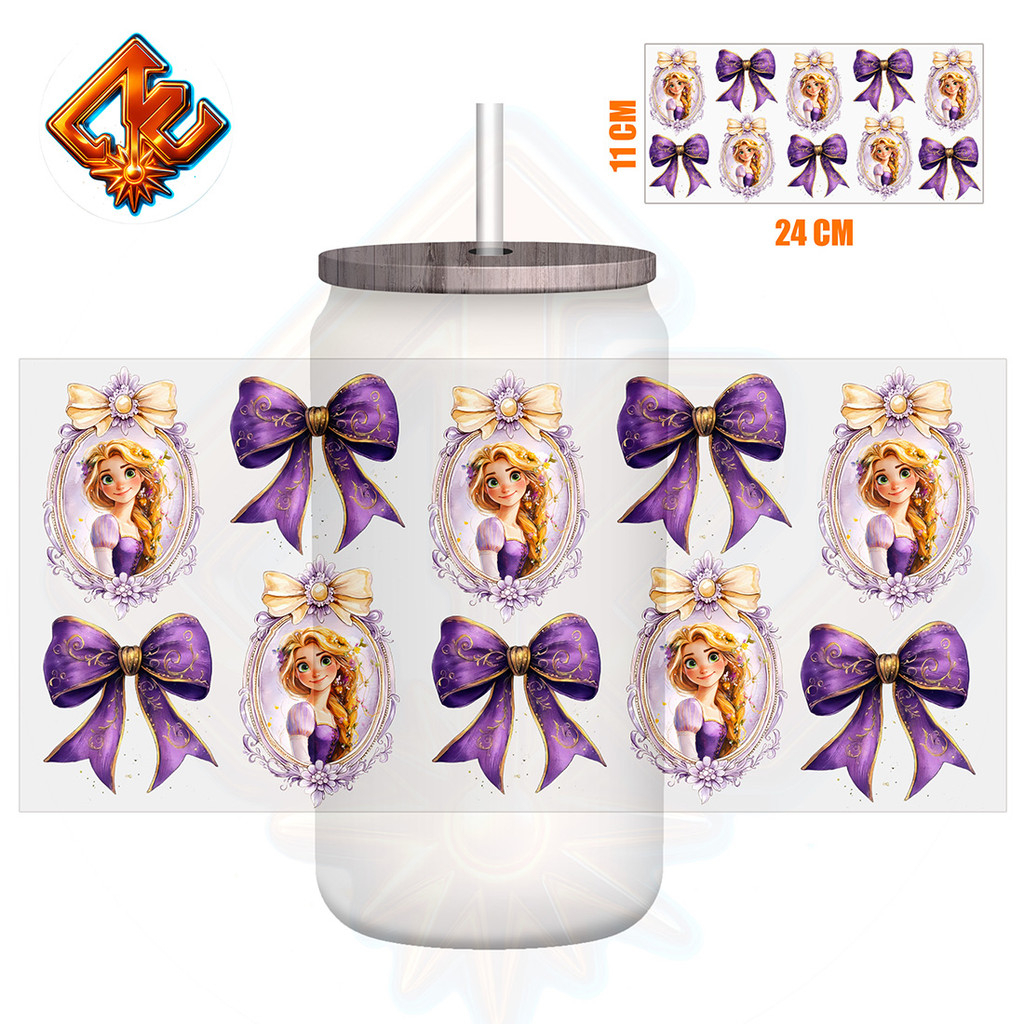 Mirror Princess Coquette Bow 16oz UV DTF Sticker Cup Wrap Transfer - Image 3