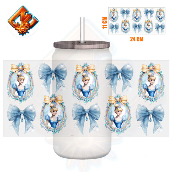 Mirror Princess Coquette Bow 16oz UV DTF Sticker Cup Wrap Transfer - Image 4