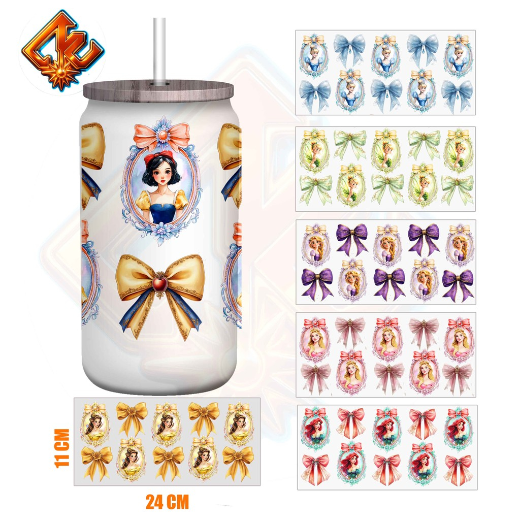 Mirror Princess Coquette Bow 16oz UV DTF Sticker Cup Wrap Transfer - Image 5