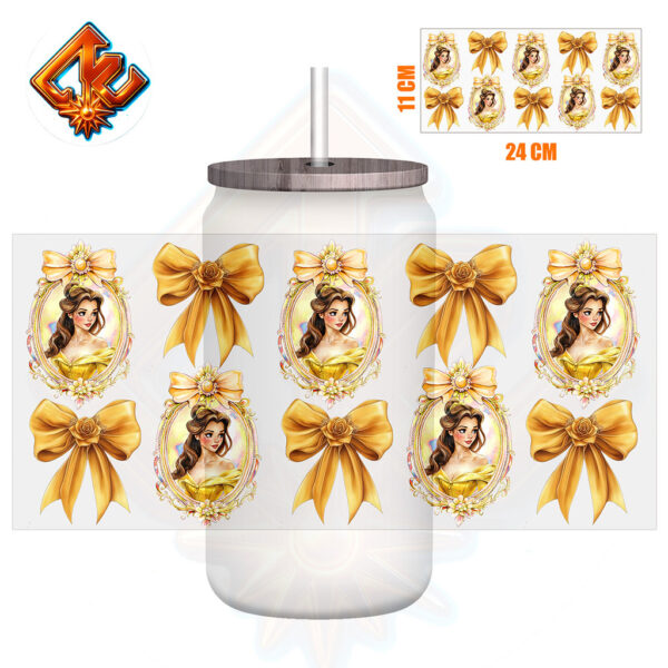Mirror Princess Coquette Bow 16oz UV DTF Sticker Cup Wrap Transfer - Image 6