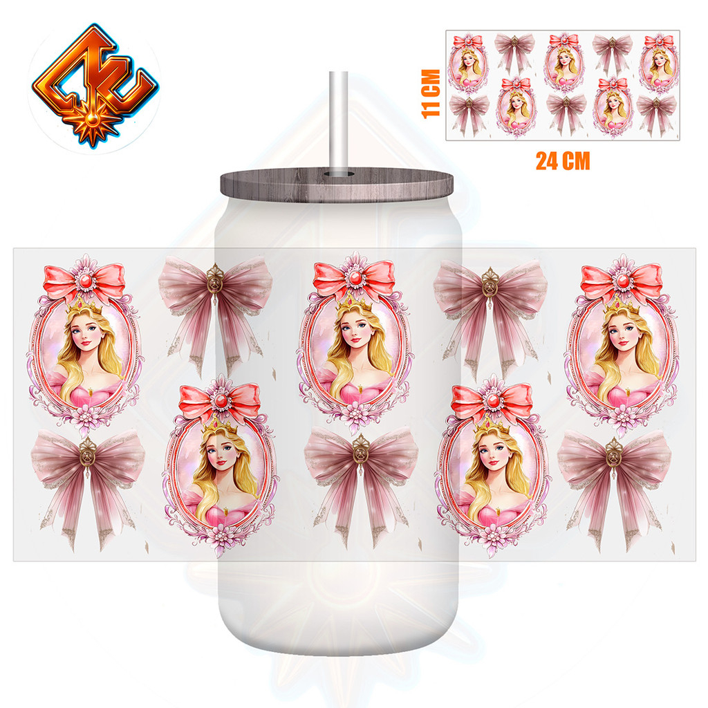 Mirror Princess Coquette Bow 16oz UV DTF Sticker Cup Wrap Transfer - Image 7