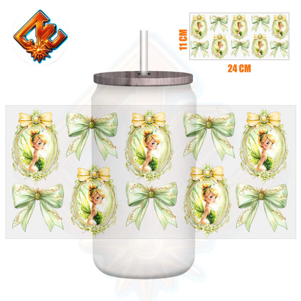 Mirror Princess Coquette Bow 16oz UV DTF Sticker Cup Wrap Transfer - Image 9