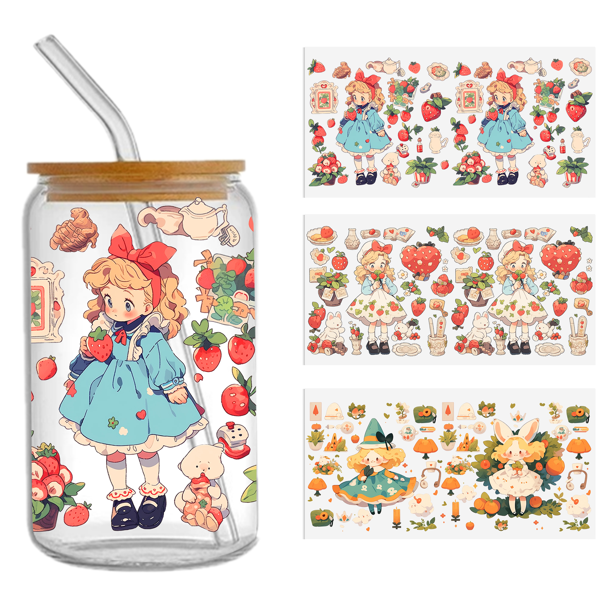 Cute Girl Waterproof Stickers UV DTF Sticker For 16oz Cups Transfer Sticker Custom Labels DIY Logo Waterproof - Image 10