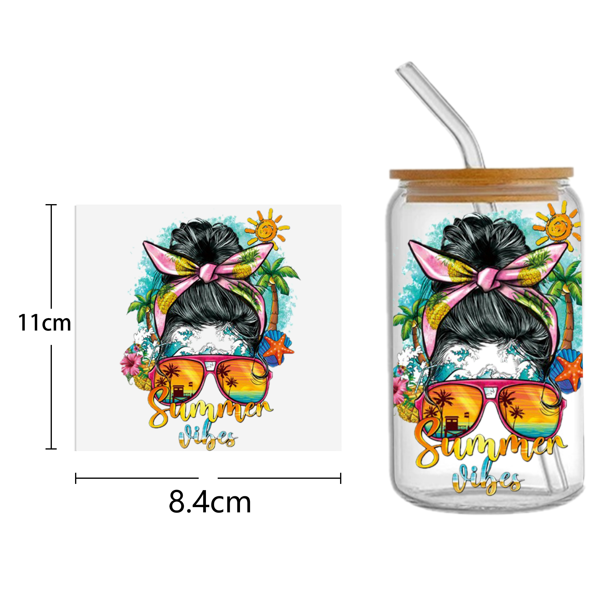 Girls 16oz Tumbler Template DTF Sticker Cup Cool Personalize UV Wrap Transfer Sticker Custom Label DIY Waterproof - Image 6