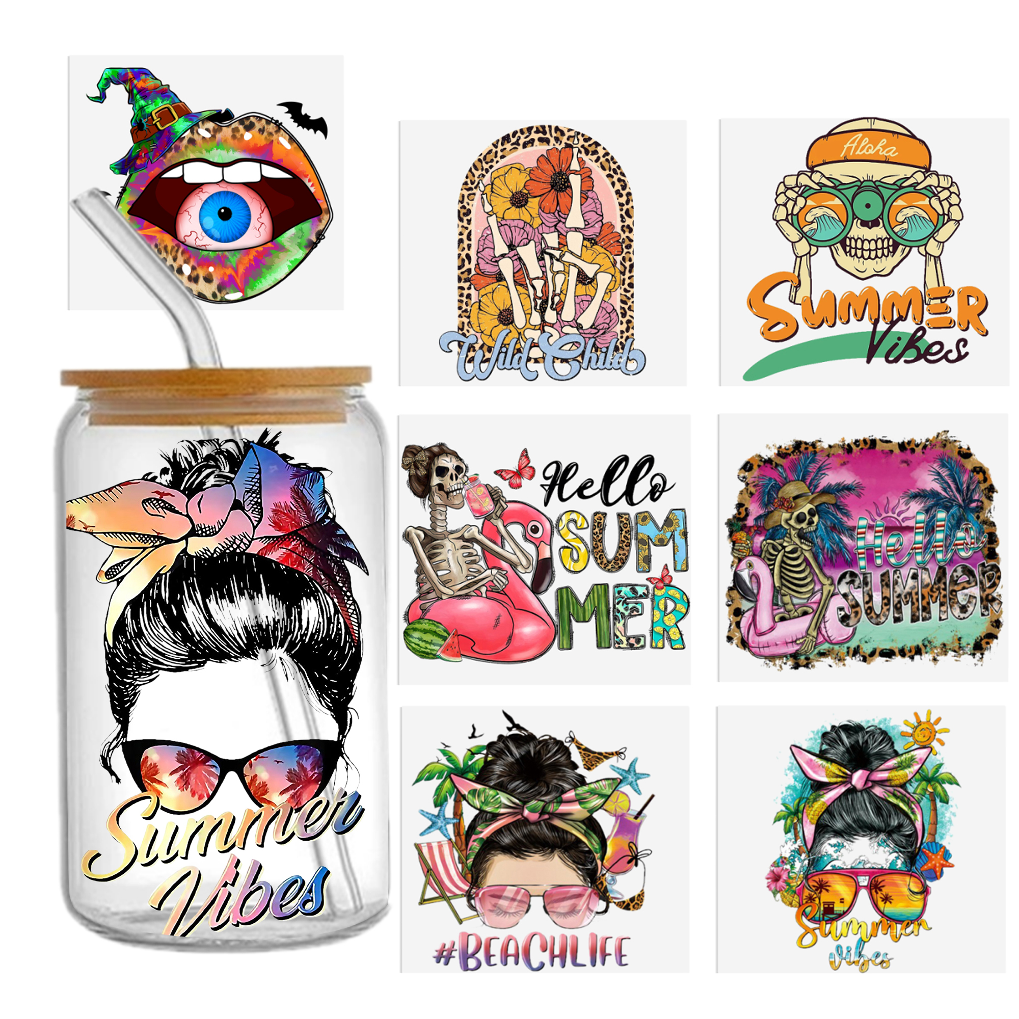 Girls 16oz Tumbler Template DTF Sticker Cup Cool Personalize UV Wrap Transfer Sticker Custom Label DIY Waterproof - Image 12