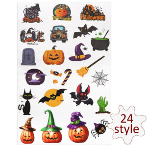 Halloween Bat Pumpkin UV DTF Stickers For Glass Cup Decoration Laptop Motorcycle Car Waterproof Sticker For Girl Kids