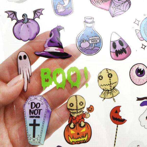 Halloween Bat Pumpkin UV DTF Stickers For Glass Cup Decoration Laptop Motorcycle Car Waterproof Sticker For Girl Kids - Image 4