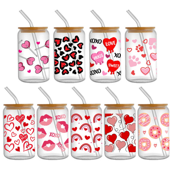 5-9pcs Valentine's Day UV DTF Sticker For 16oz Cups Wrap Transfer Sticker Custom Labels DIY Logo Waterproof - Image 6