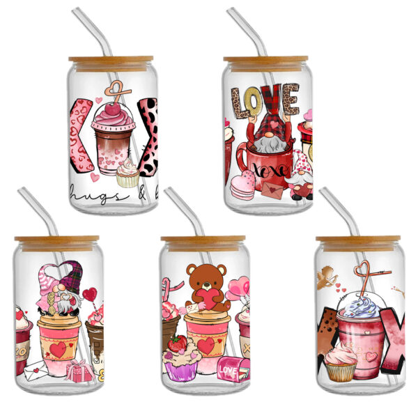 5-9pcs Valentine's Day UV DTF Sticker For 16oz Cups Wrap Transfer Sticker Custom Labels DIY Logo Waterproof - Image 7