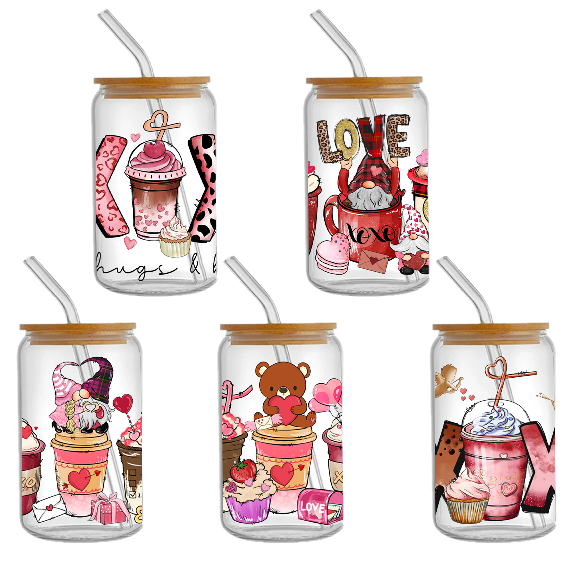 5-9pcs Valentine's Day UV DTF Sticker For 16oz Cups Wrap Transfer Sticker Custom Labels DIY Logo Waterproof - Image 7