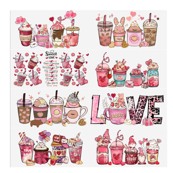 5-9pcs Valentine's Day UV DTF Sticker For 16oz Cups Wrap Transfer Sticker Custom Labels DIY Logo Waterproof - Image 10