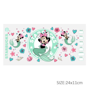 Disney Princess 16oz DTF Sticker Cups Cool Personalize UV Wrap Transfer Sticker Custom Labels DIY Logo Waterproof