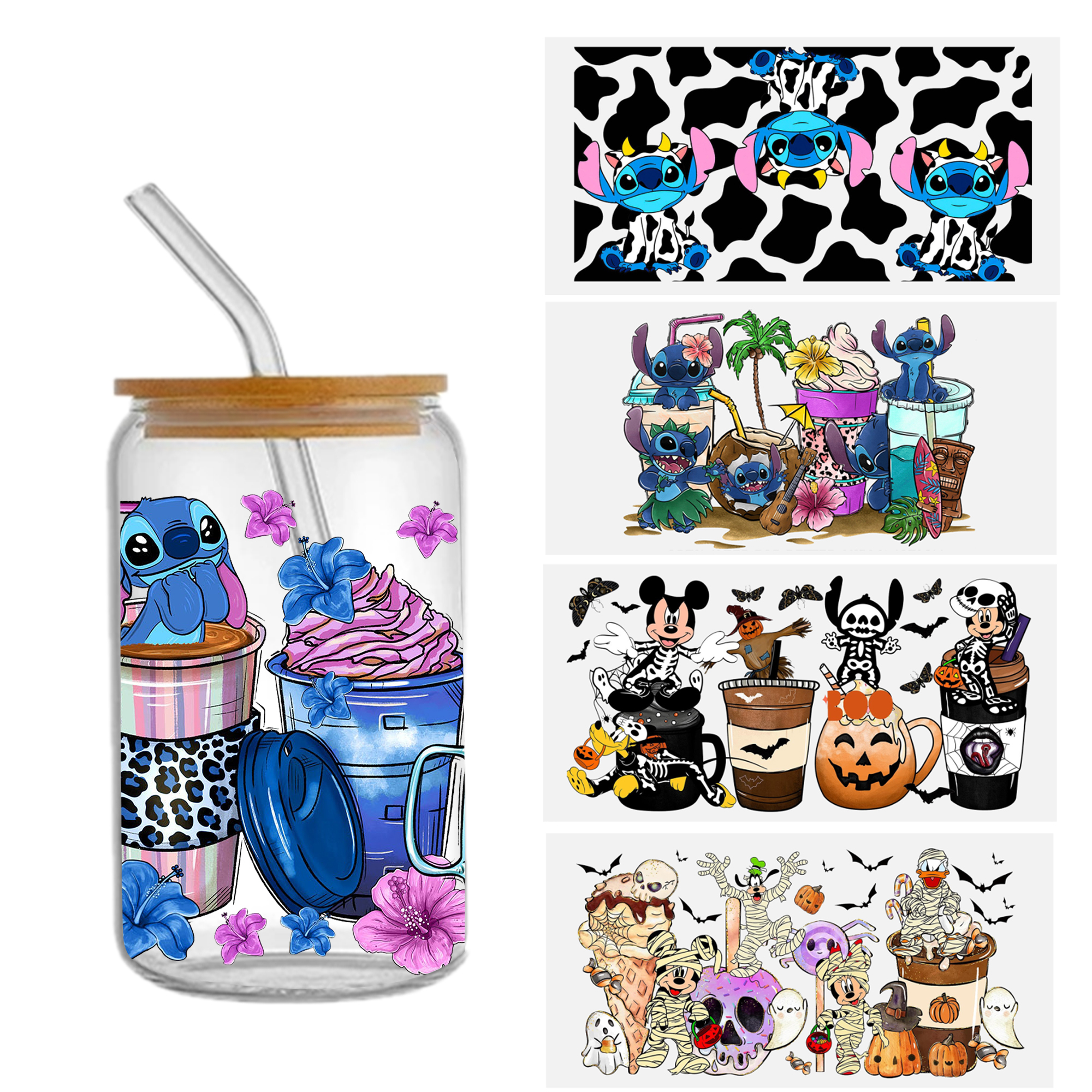 Stitch Mickey Mouse 16oz DTF Sticker Cup Cool Personalize UV Wrap Transfer Sticker Custom Label DIY Logo Waterproof - Image 2