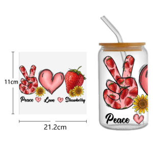 Heart Shape 16oz Tumbler Template DTF Sticker Cup Cool Personalize UV Wrap Transfer Sticker Custom Label DIY Waterproof