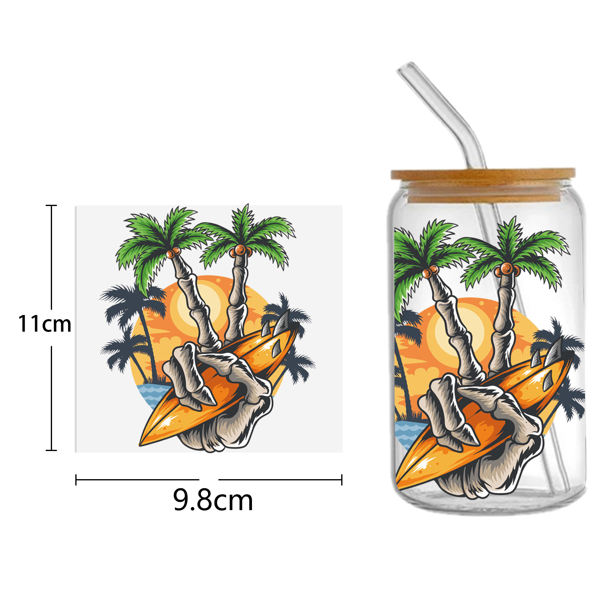Heart Shape 16oz Tumbler Template DTF Sticker Cup Cool Personalize UV Wrap Transfer Sticker Custom Label DIY Waterproof - Image 2