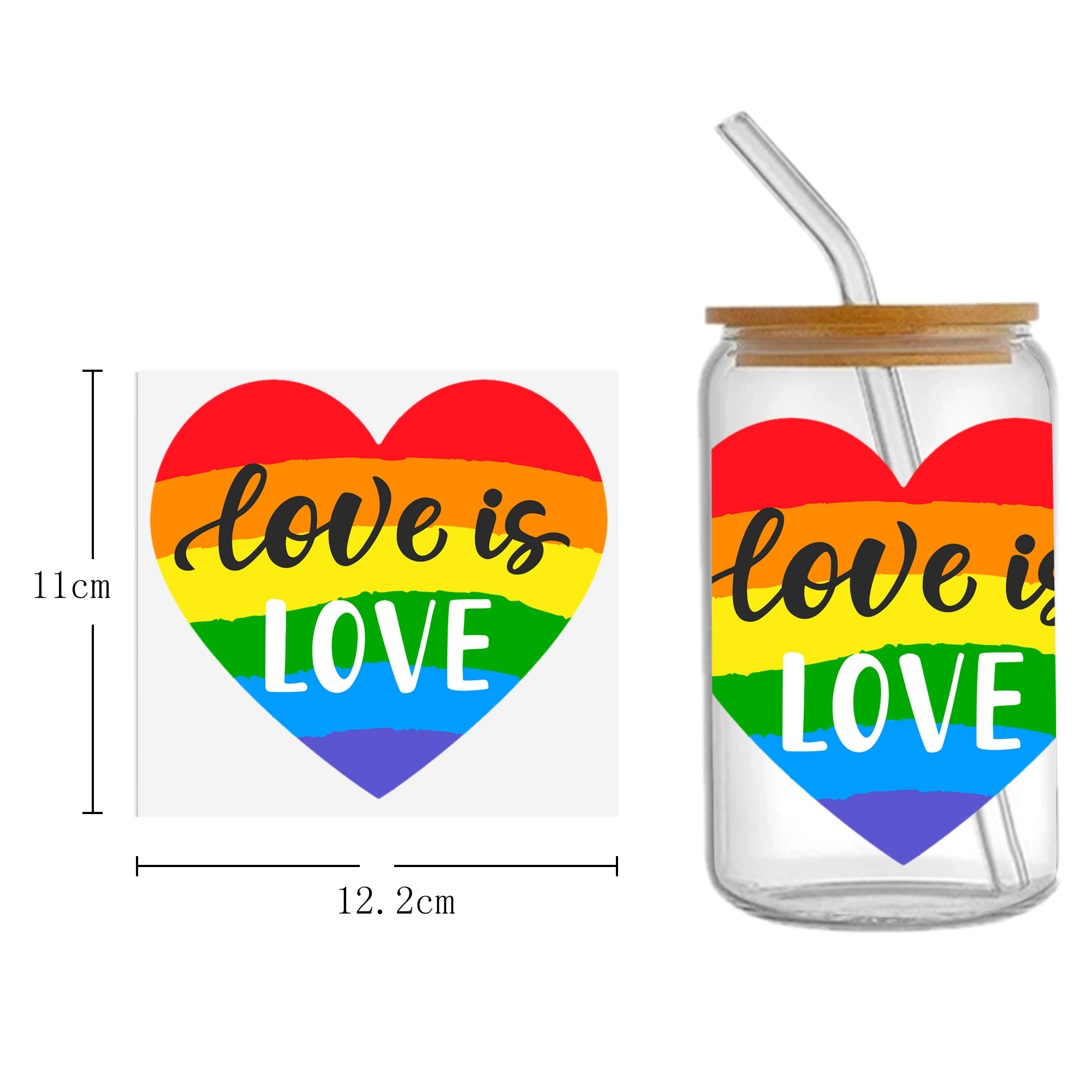 Heart Shape 16oz Tumbler Template DTF Sticker Cup Cool Personalize UV Wrap Transfer Sticker Custom Label DIY Waterproof - Image 3