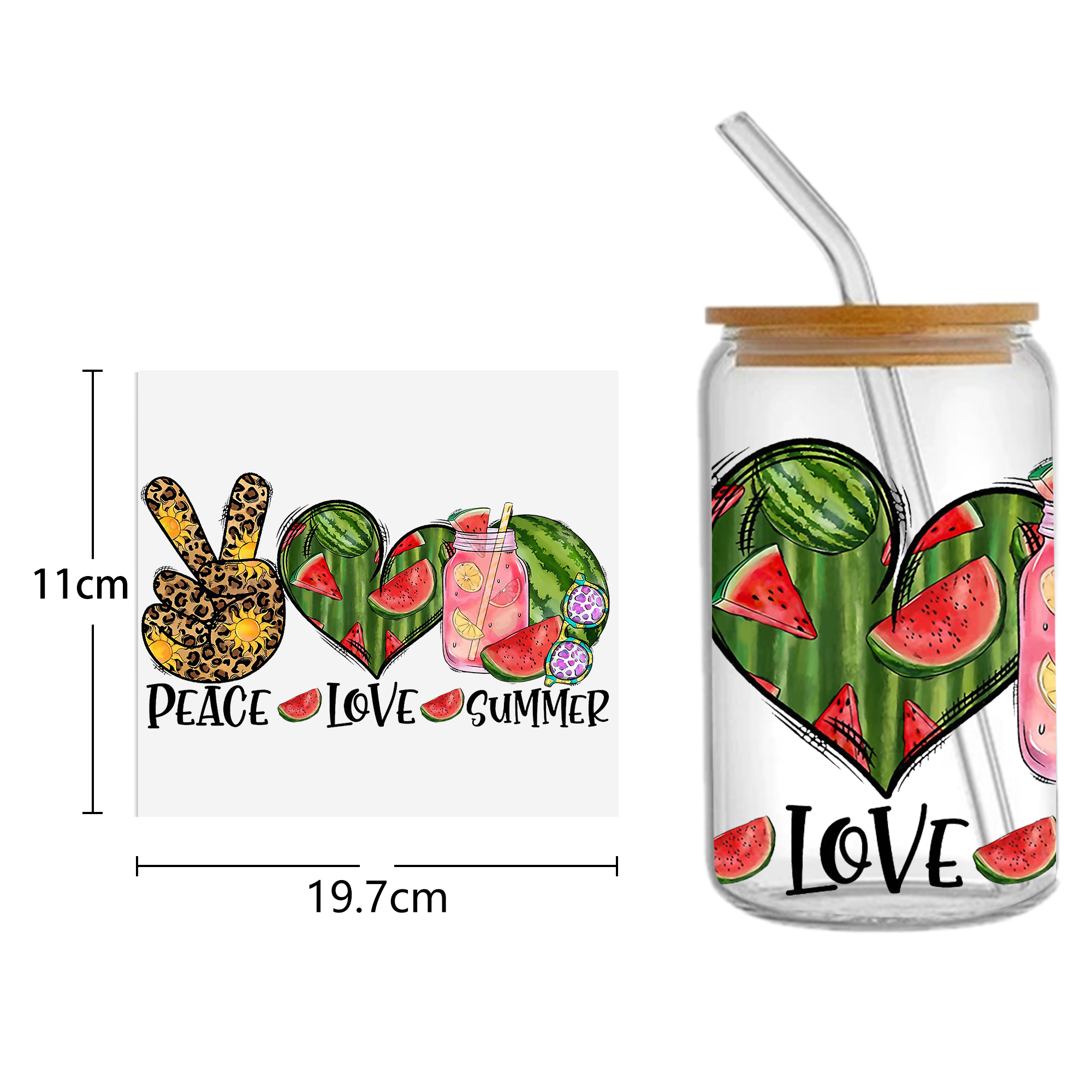 Heart Shape 16oz Tumbler Template DTF Sticker Cup Cool Personalize UV Wrap Transfer Sticker Custom Label DIY Waterproof - Image 4