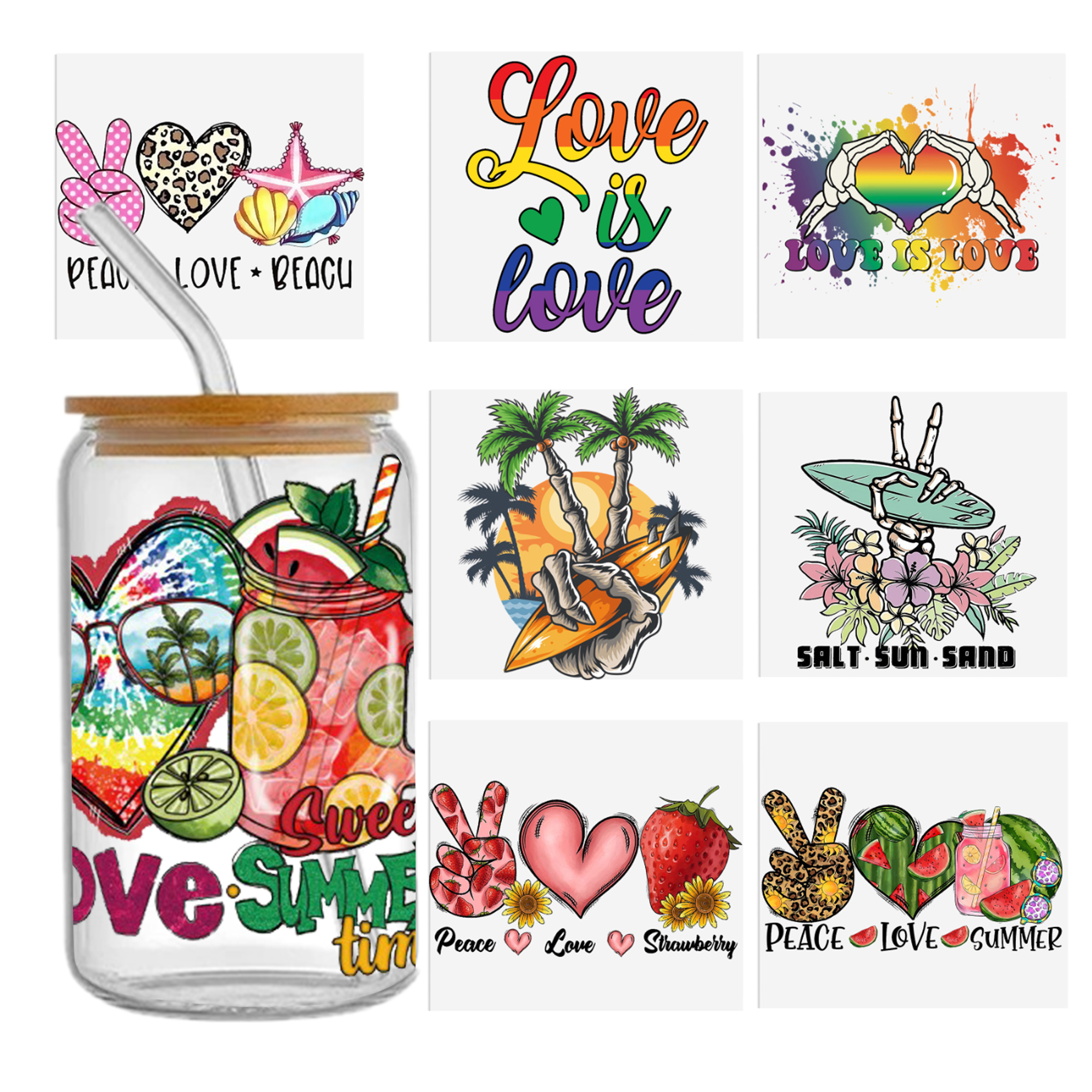 Heart Shape 16oz Tumbler Template DTF Sticker Cup Cool Personalize UV Wrap Transfer Sticker Custom Label DIY Waterproof - Image 8