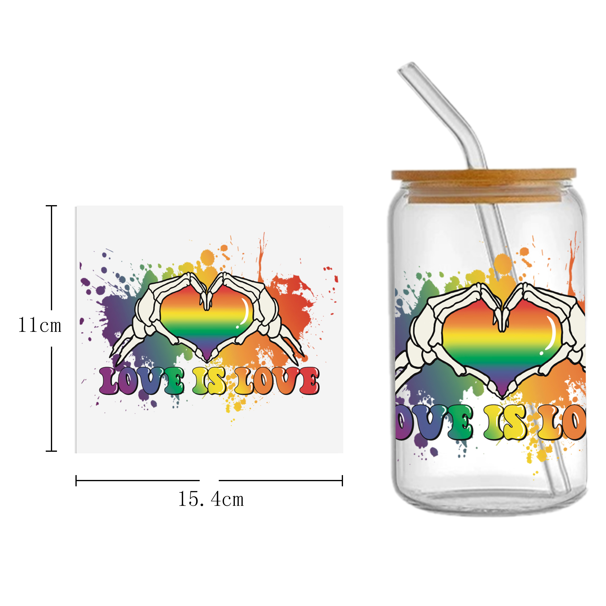 Heart Shape 16oz Tumbler Template DTF Sticker Cup Cool Personalize UV Wrap Transfer Sticker Custom Label DIY Waterproof - Image 9