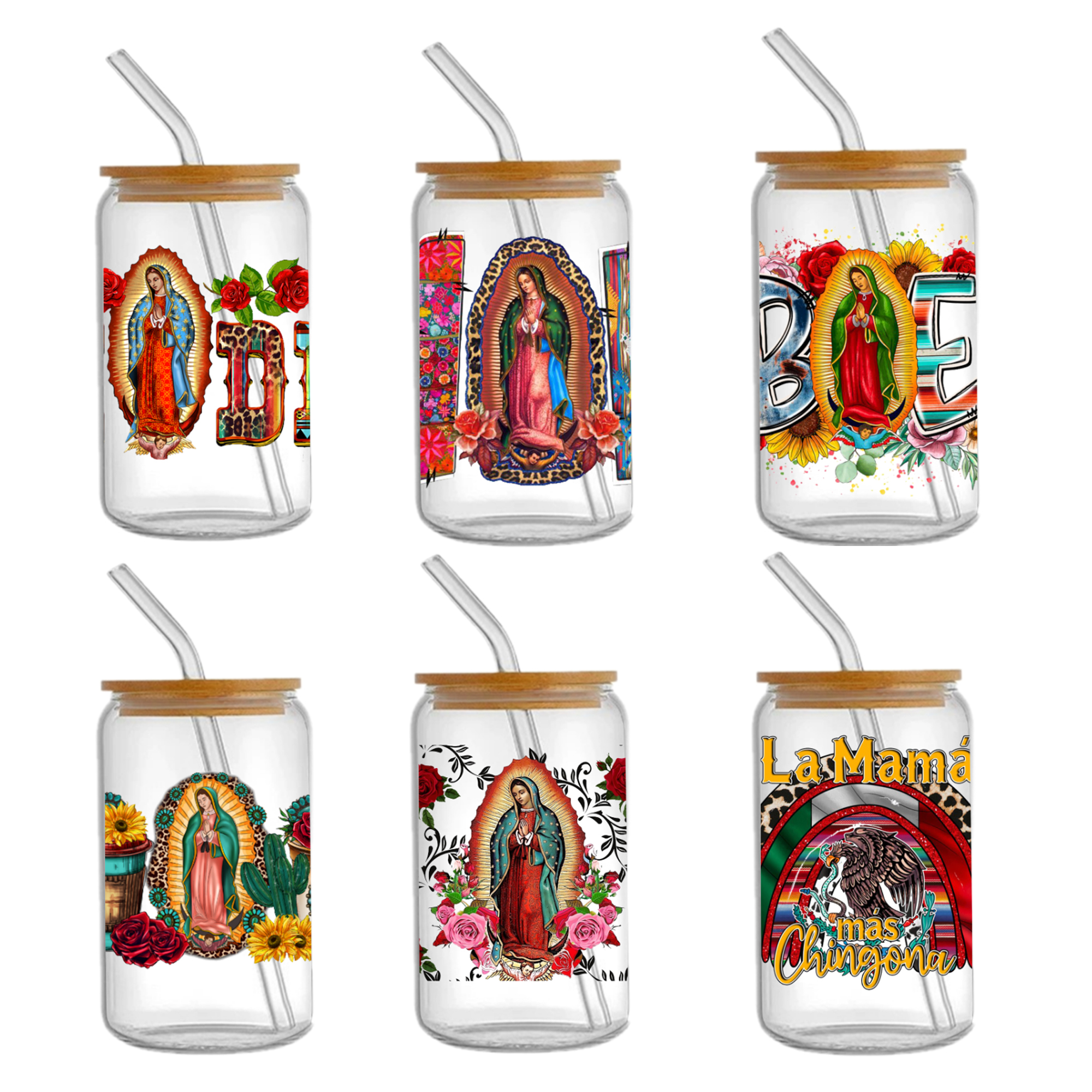 Mother'S Day Virgencita UV DTF Sticker For 16oz Cups Wrap Transfer Sticker Custom Labels DIY Logo Waterproof - Image 2