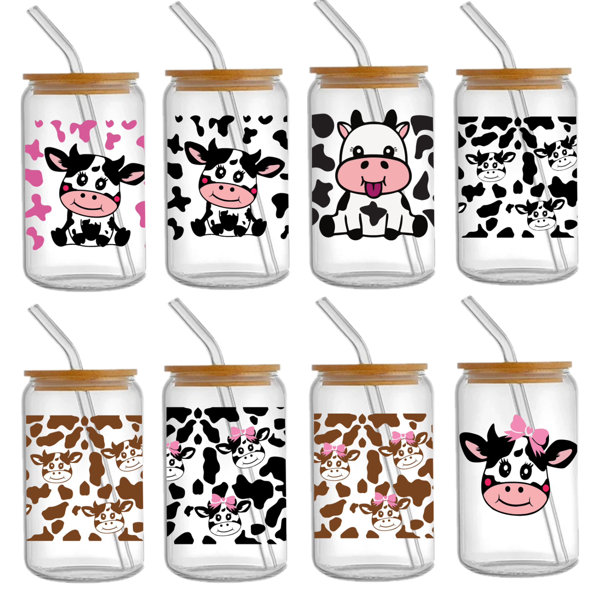 Cow Leopard UV DTF Sticker For 16oz Cups Wrap Transfer Sticker Custom Labels DIY Logo Waterproof - Image 6