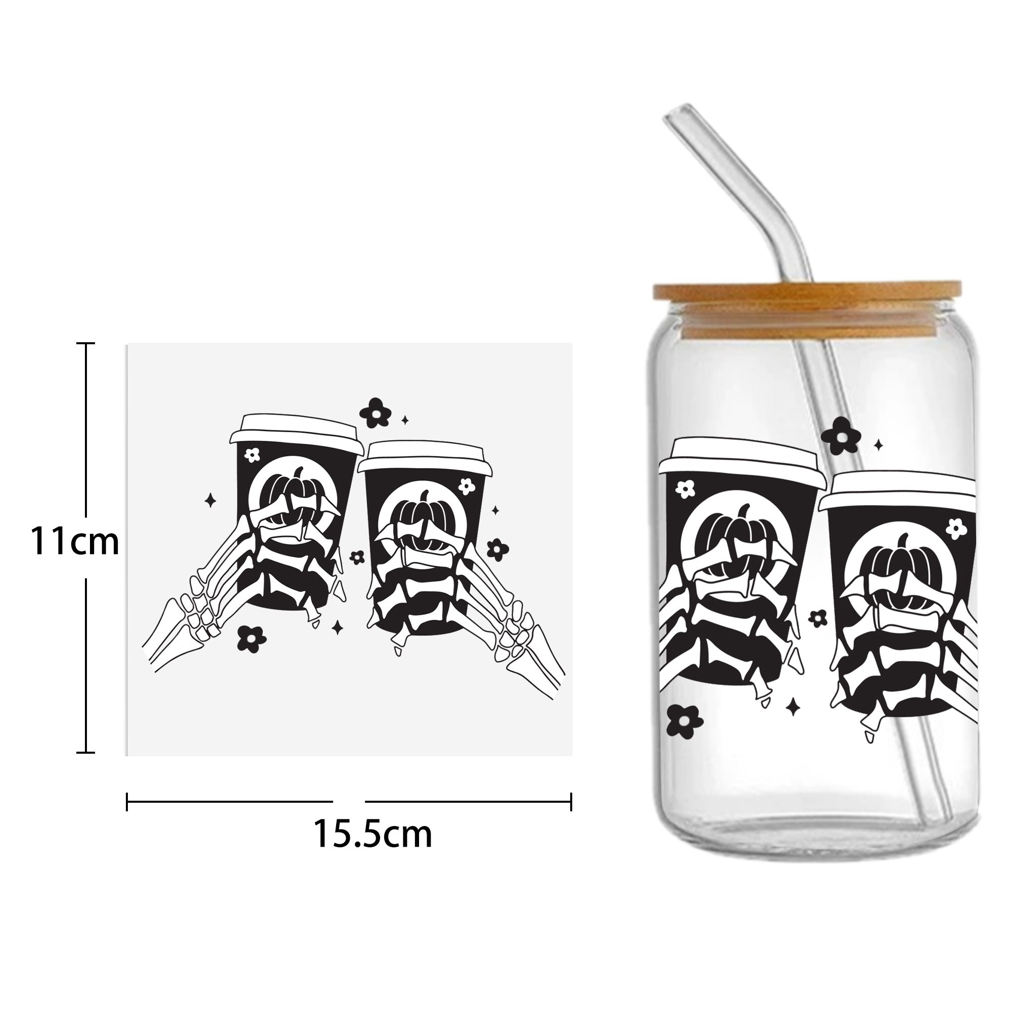 Autumn Pumpkin 16oz DTF Sticker Cups Cool Personalize UV Wrap Transfer Sticker Custom Labels DIY Logo Waterproof