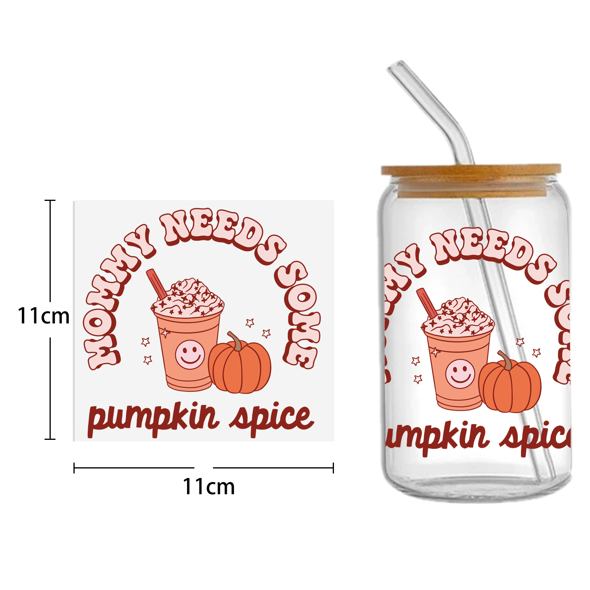 Autumn Pumpkin 16oz DTF Sticker Cups Cool Personalize UV Wrap Transfer Sticker Custom Labels DIY Logo Waterproof - Image 2
