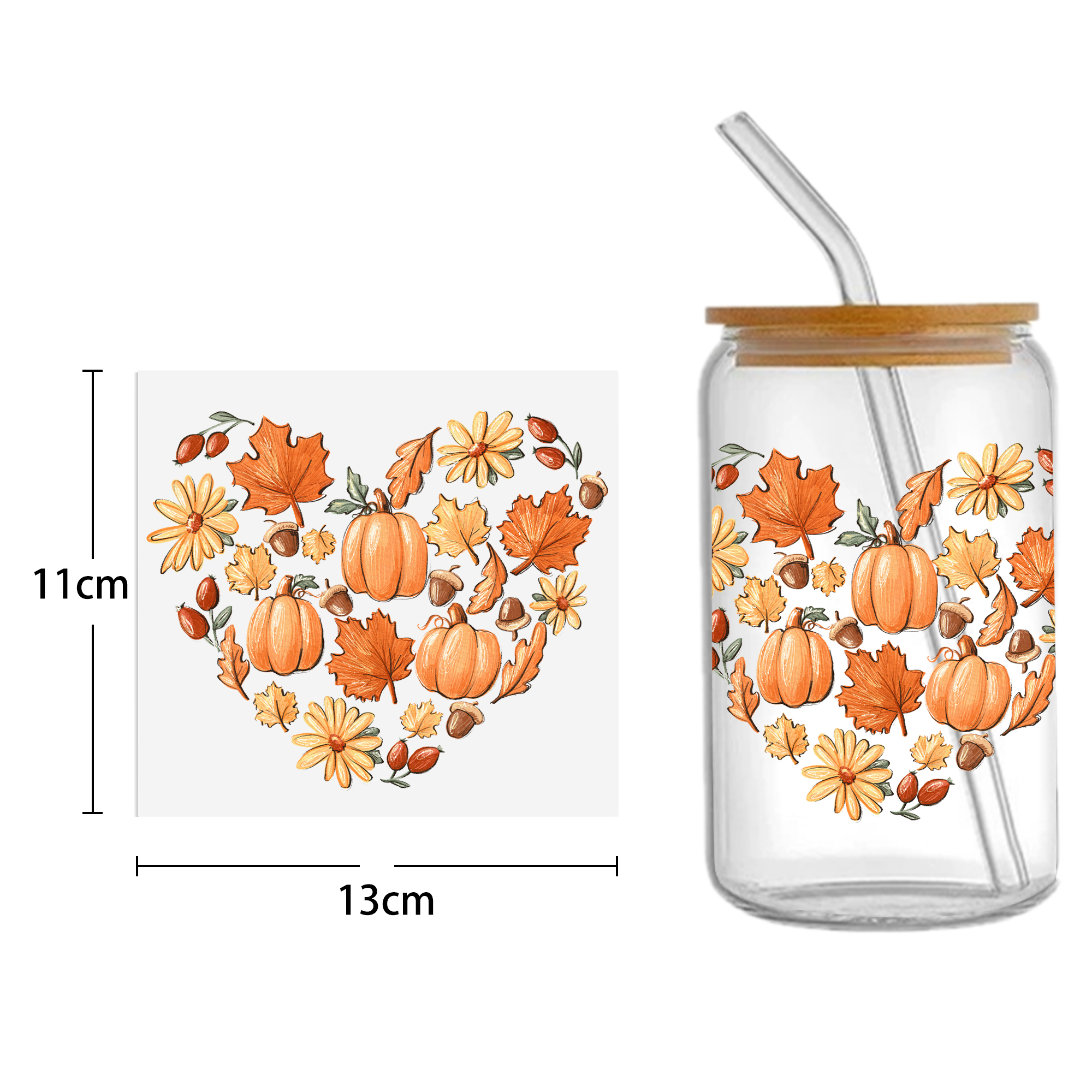 Autumn Pumpkin 16oz DTF Sticker Cups Cool Personalize UV Wrap Transfer Sticker Custom Labels DIY Logo Waterproof - Image 12
