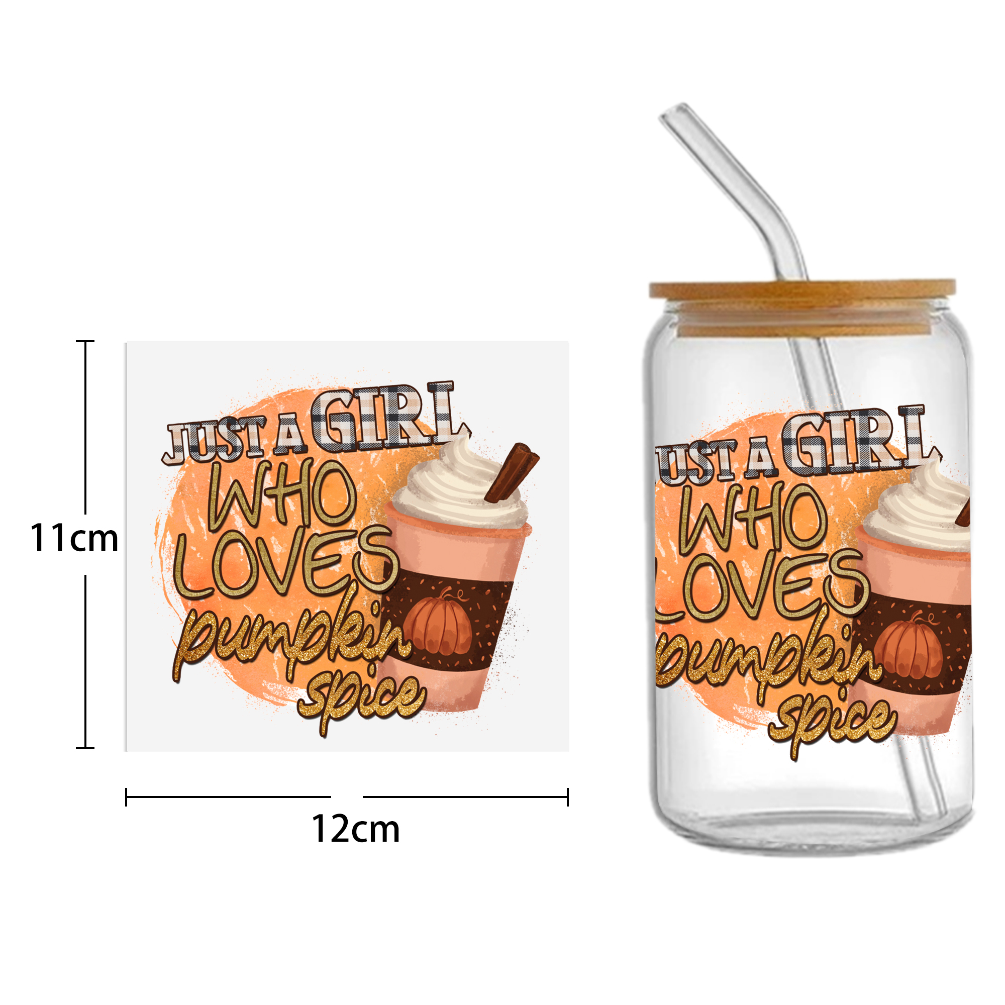 Autumn Pumpkin 16oz DTF Sticker Cups Cool Personalize UV Wrap Transfer Sticker Custom Labels DIY Logo Waterproof - Image 13
