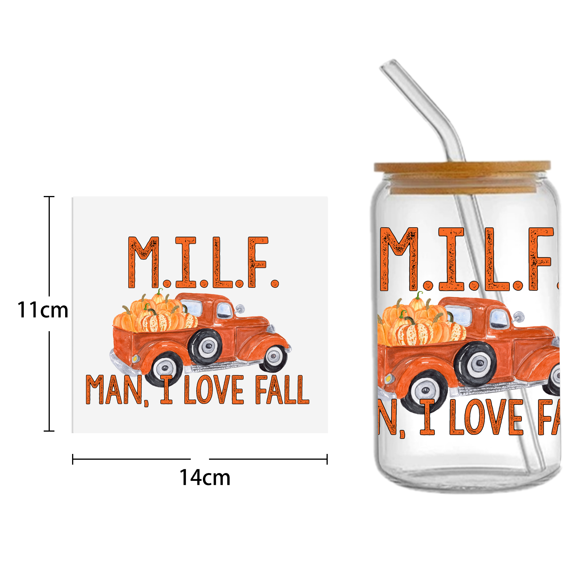 Autumn Pumpkin 16oz DTF Sticker Cups Cool Personalize UV Wrap Transfer Sticker Custom Labels DIY Logo Waterproof - Image 14