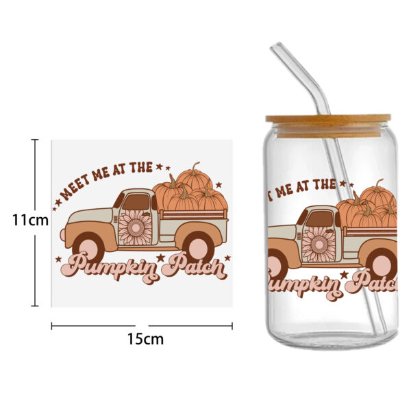 Autumn Pumpkin 16oz DTF Sticker Cups Cool Personalize UV Wrap Transfer Sticker Custom Labels DIY Logo Waterproof - Image 16