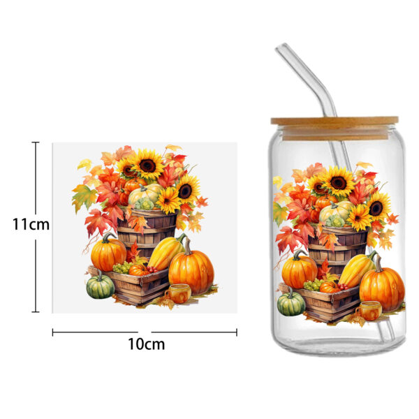 Autumn Pumpkin 16oz DTF Sticker Cups Cool Personalize UV Wrap Transfer Sticker Custom Labels DIY Logo Waterproof - Image 17