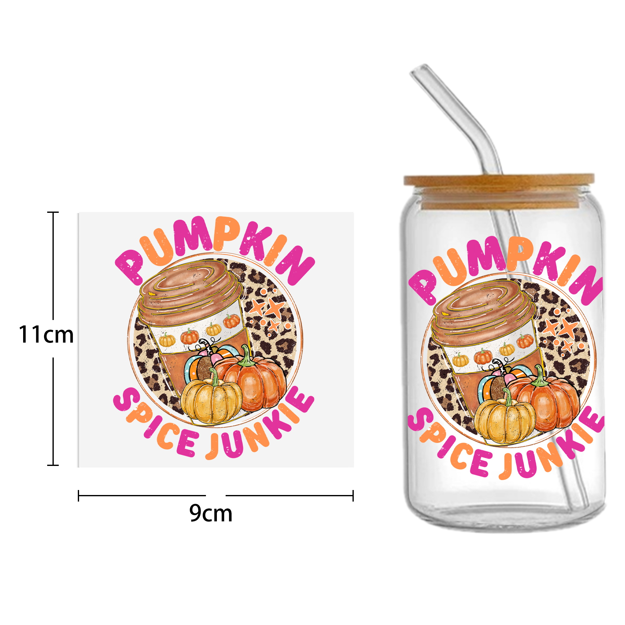 Autumn Pumpkin 16oz DTF Sticker Cups Cool Personalize UV Wrap Transfer Sticker Custom Labels DIY Logo Waterproof - Image 18