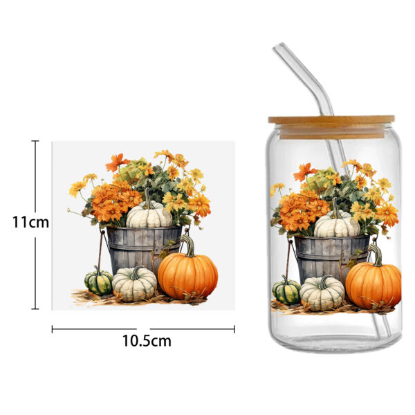 Autumn Pumpkin 16oz DTF Sticker Cups Cool Personalize UV Wrap Transfer Sticker Custom Labels DIY Logo Waterproof - Image 19