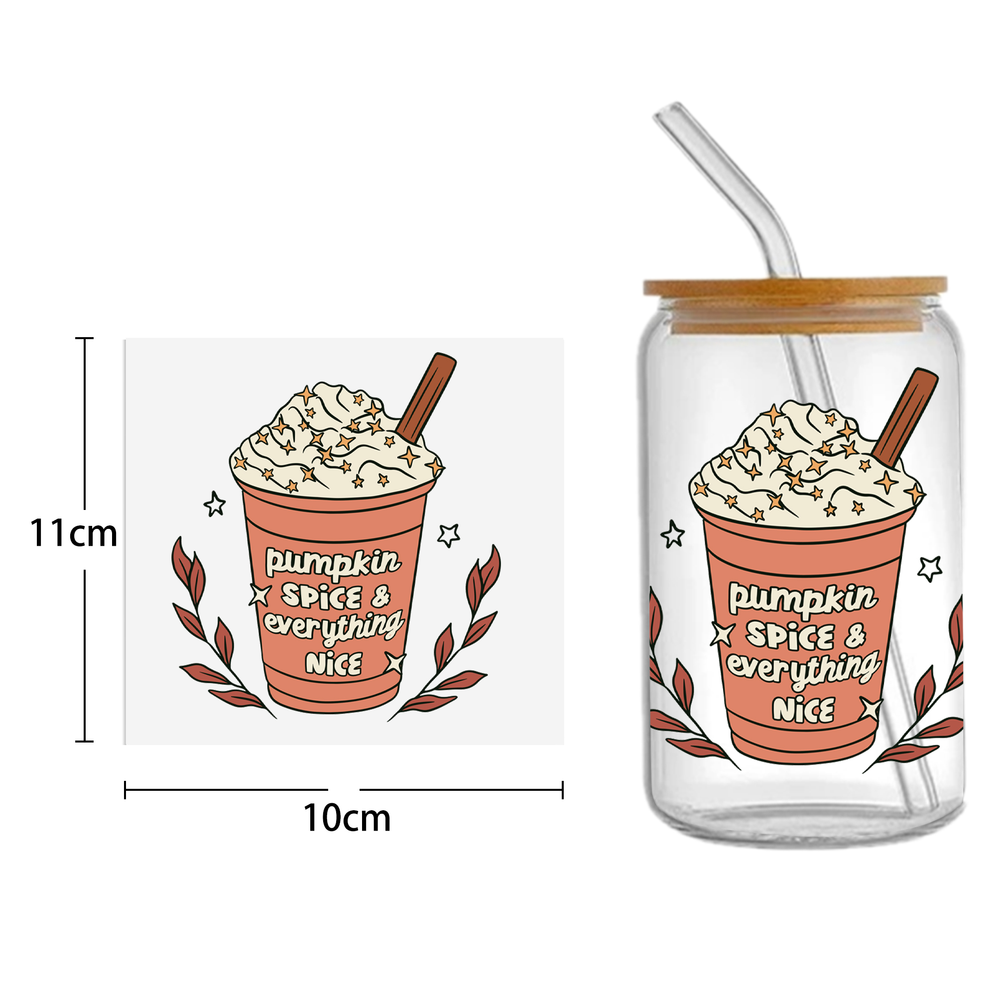 Autumn Pumpkin 16oz DTF Sticker Cups Cool Personalize UV Wrap Transfer Sticker Custom Labels DIY Logo Waterproof - Image 21