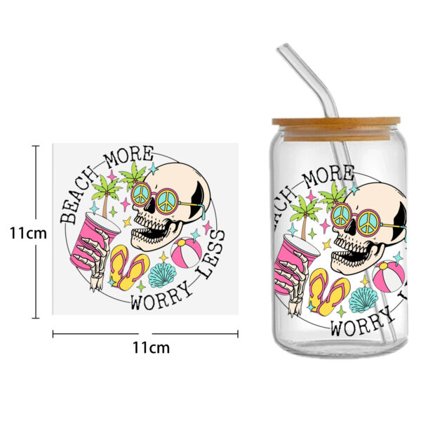 Skull Holloween 16oz Tumbler Template DTF Sticker Cup Cool Personalize UV Wrap Transfer Sticker Custom Label DIY Waterproof - Image 5