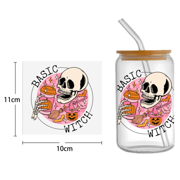 Skull Holloween 16oz Tumbler Template DTF Sticker Cup Cool Personalize UV Wrap Transfer Sticker Custom Label DIY Waterproof - Image 6
