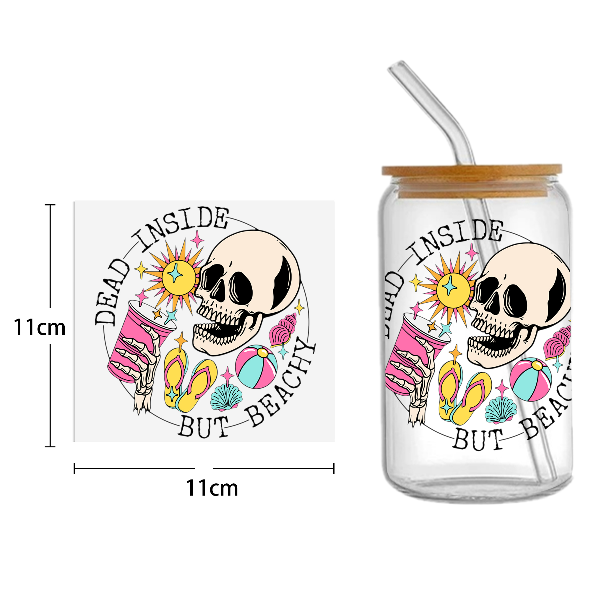 Skull Holloween 16oz Tumbler Template DTF Sticker Cup Cool Personalize UV Wrap Transfer Sticker Custom Label DIY Waterproof - Image 7