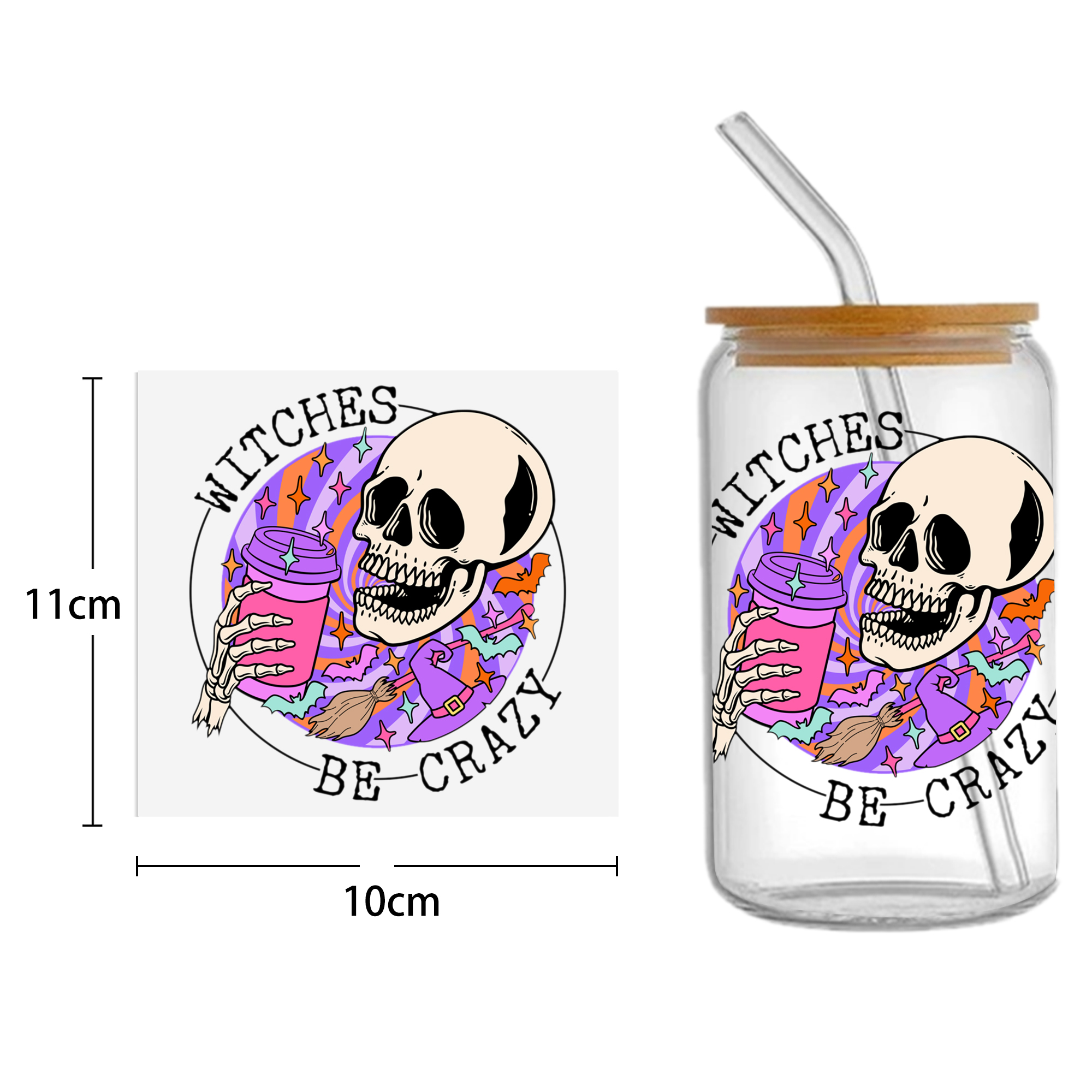 Skull Holloween 16oz Tumbler Template DTF Sticker Cup Cool Personalize UV Wrap Transfer Sticker Custom Label DIY Waterproof - Image 8