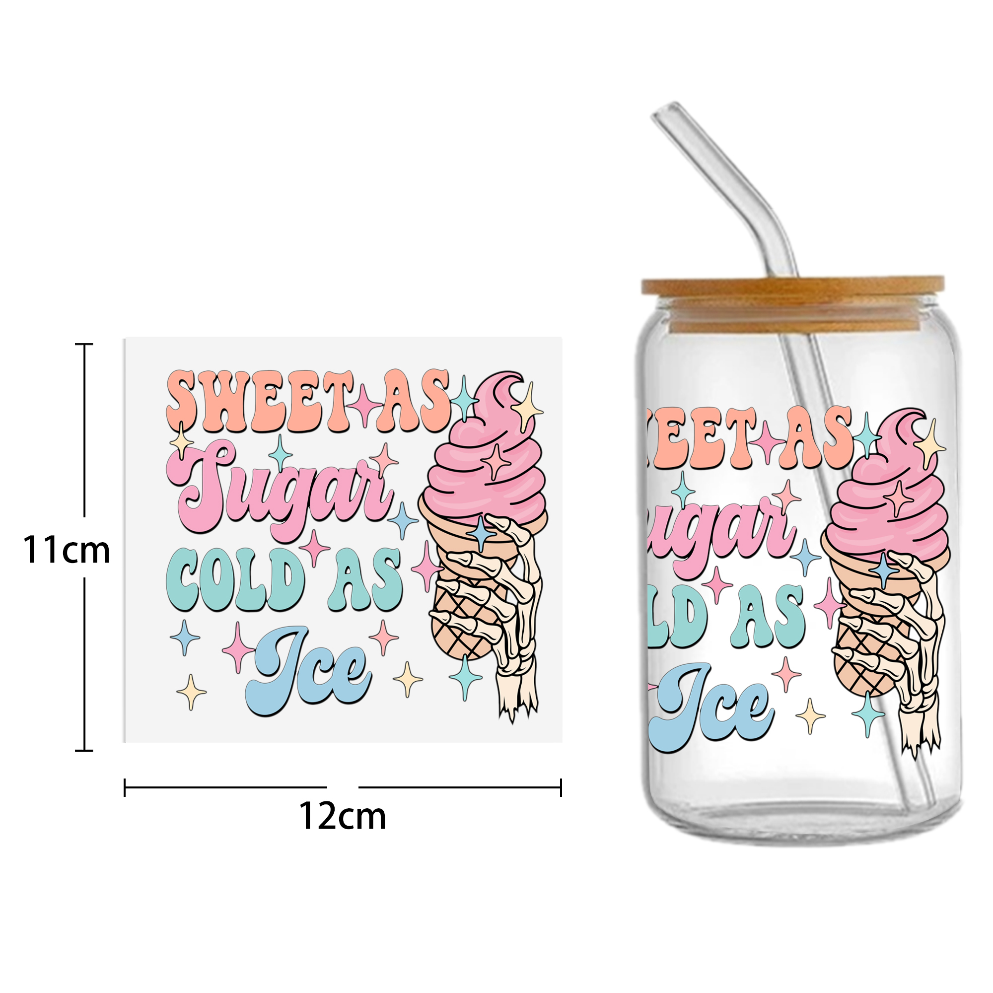 Skull Holloween 16oz Tumbler Template DTF Sticker Cup Cool Personalize UV Wrap Transfer Sticker Custom Label DIY Waterproof - Image 9